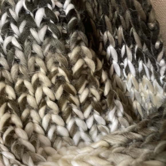 Long Knit Fringed Scarf by New York & Company/ Tan, Cream, Gray, White & Black - Picture 3 of 5